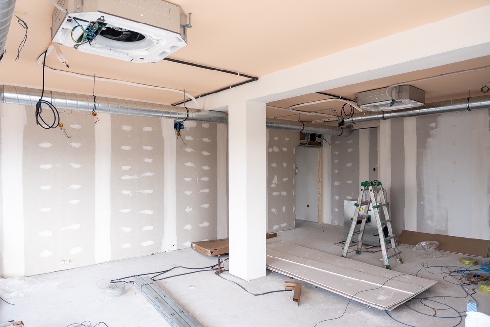 New home construction with electrical rough-in wiring